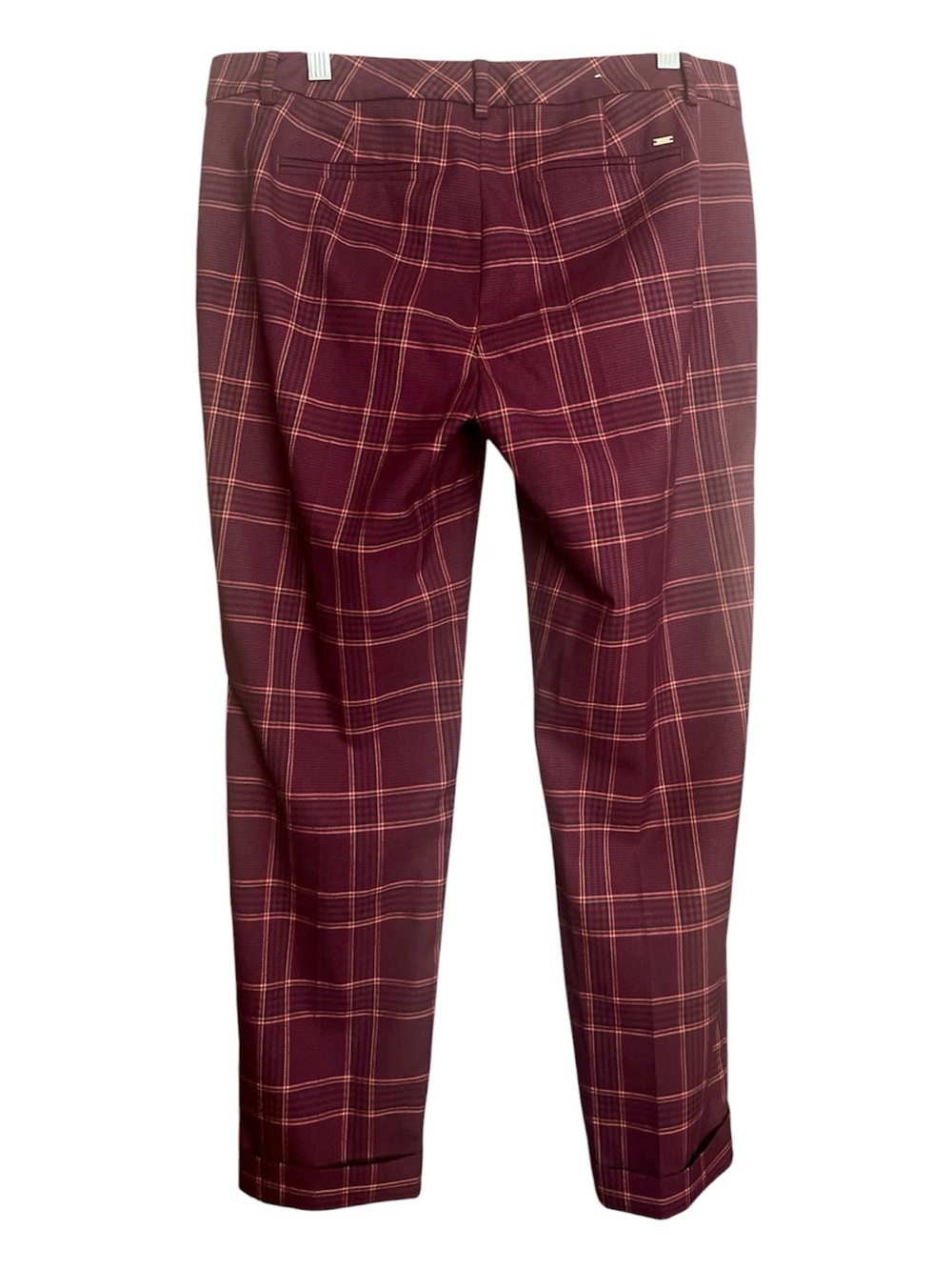 Tommy Hilfiger Plaid Preppy Hipster Pants Office School Holiday Burgundy SZ 10 - Picture 2 of 8